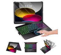 Baisla iPad 10th Generation Case with Keyboard 10.9" & iPad 11th (A16) & iPad Air 11 (M3/M2), Multi Trackpad, 360 Swivel & Rainbow Backlit for iPad Air 5th/4th,iPad Pro 11 4th/3rd/2nd/1st - Black