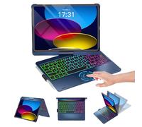 Baisla iPad 10th Generation Case with Keyboard 10.9"& iPad 11th (A16) & iPad Air 11 (M3/M2), Multi Trackpad, 360 Swivel & Rainbow Backlit for iPad Air 5th/4th,iPad Pro 11 4th/3rd/2nd/1st - Blue