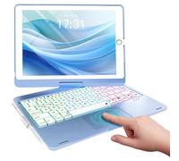 Baisla iPad 9th Generation Case with Keyboard 10.2" (2021), 360° Rotatable with Trackpad & Rainbow Backlit, iPad Keyboard case for 9th/8th/7th, iPad Air 3, iPad Pro 10.5 (Sky Blue)