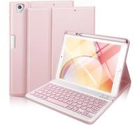 Baisla Keyboard Case for iPad 9th Generation 10.2'', iPad 8th/7th, Premium Stain-Resistant Detachable Wireless Keyboard Adjustable Grooves Case with Pencil Holder for iPad Pro 10.5/Air 3rd Gen(Pink)