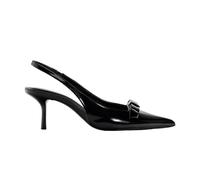 BAISOILIHA Women's Slingback Heels in A Faux Patent Leather Finish Pump Bow Detail Buckle Closure Thin Heel Pointed Toe Wedding Party Office Dance Dress Shoes