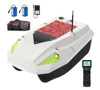 Bait Boat with 3-Speed Gear, 500M Control, 100-Point Positioning, Low Battery Alarm & LED Light for Night Fishing and Trolling, 2KG Large Hopper