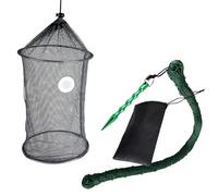 Bait Net, Portable Adjustable Live Bait Bucket with Storage Bag & Ground Plug & Rope, 12x8 Inch Fish Holder for Caught Fish, Storage