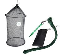 Bait Net, Portable Adjustable Live Bait Bucket with Storage Bag & Ground Plug & Rope, 12x8 Inch Fish Holder for Caught Fish