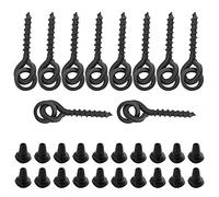 Bait Screws Carp Rig Ring Stops Oval Rings Hook Stops Lightweight Durable ABS Copper Fishing Tackle Accessories for Carp Anglers 10Pcs Bait Screws 20Pcs Ring Stops (Black)