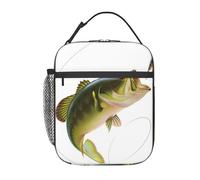 Bait with Fishing Line Eating Little Fish Printed Insulated Lunch Bag for Men Women - Durable Lunch Cooler Tote Bag for Work, School, and Travel