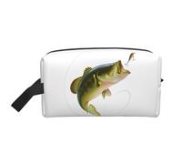 Bait with Fishing Line Eating Little Fish Printed Travel Organizer Bag, High Density Storage Case with Protective Foam for Electronics