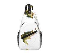 Bait With Fishing Line Eating Little Fish Unisex Chest Sling Bag With Multi-Pocket Design,Large Capacity Crossbody Bag Durable Polyester Adjustable Strap For Daily Commute Travel