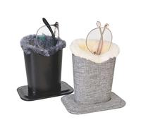 Baitaihem Pack of 2 Plush Lined Eyeglasses Holder Stand Protective Glasses Case For Desks Or Nightstands, Canvas(Gray)+leather(Black/Gray), 4.6"x 3.5"x 4.8"