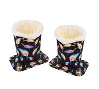 Baitaihem Pack of 2 Plush Lined Eyeglasses Holder Stand Protective Glasses Case For Desks Or Nightstands, Feather(Black), 4.6"x 3.5"x 4.8"