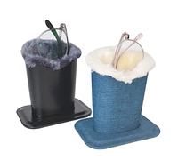 Baitaihem Pack of 2 Plush Lined Eyeglasses Holder Stand Protective Glasses Case For Desks Or Nightstands, Canvas(blue)+leather(black/Gray), 4.6/ x 3.5/ x 4.8/ MH04LHW