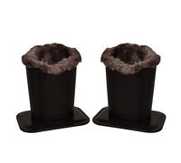 Baitaihem Pack of 2 Plush Lined Eyeglasses Holder Stand Protective Glasses Case For Desks Or Nightstands, Black and Light Gray, 4.6"x 3.5"x 4.8"