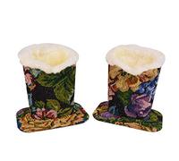 Baitaihem Pack of 2 Plush Lined Eyeglasses Holder Stand Protective Glasses Case For Desks Or Nightstands, Dark Floral Design, 4.6"x 3.5"x 4.8"