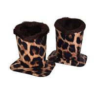 Baitaihem Pack of 2 Plush Lined Eyeglasses Holder Stand Protective Glasses Holder For Desks Or Nightstands, Leopard Design-Yellow, 4.6"x 3.5"x 4.8"