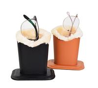 Baitaihem Pack of 2 Plush Lined Glasses Holder, Stand, Protective Case for Desks or Bedside Tables, Black and Brown, 4.6 x 3.5 x 4.8 Inches, Black/Brown, 4.6"x 3.5"x 4.8"