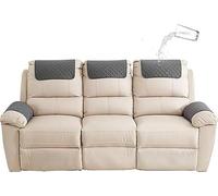 Armrest and Headrest Cover for Sofa, Recliner Chair, Leather Couch - Nonslip Waterproof Protector (Dark Gray, 3-Seater)
