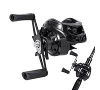 Baitcaster Fishing Reel - Lightweight Metal Construction Smooth Gear System Portable Compact Design Ergonomic Handle | Angler Fisherman Outdoor Freshwater Saltwater Casting Tackle Equipment