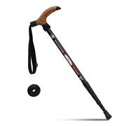 BAITER T-Shaped Handle Retractable Aviation Aluminum Alloy Alpenstock Adjustable Telescopic Pole Anti Shock Walking Hiking Stick (black)