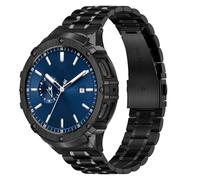 BAITEYOU Stainless Steel Bands with Case Compatible with Samsung Galaxy Watch Ultra 2/1 47mm (2025 2024), Rugged Protector Cover Metal Band for Galaxy Watch 7 8 Ultra for Men (Black)