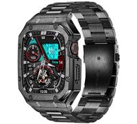 BAITEYOU Stainless Steel Watch Band with Case Compatible with Apple Watch Series 10 46mm, Rugged Strap with Metal Protective Bumper Cover for iWatch Bands Men (Black)