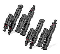 BAITHNA 4 Pcs 2 Way Branch Solar Panel Connector, Male/Female DIY Mount Tool Solar Parallel Connector, 2 to 1 Solar Cable Connectors Between Solar Panels