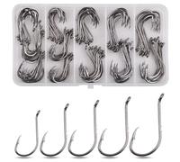 Baitholder Fishing Hooks 130pcs High Carbon Steel Barbed Hooks Offset Circle Hooks Sharp Black Barb Fishhooks for Freshwater Saltwater Assorted Size 1/0-5/0