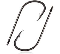 Baitholder Fishing Hooks, 80pcs Barbed Bait Holder Hooks Long Shank J Hooks Offset Black Carbon Steel Jig Fishing Hooks for Saltwater Freshwater Size 4-6/0