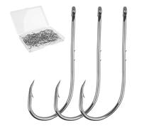Baitholder Fishing Hooks Long Shank Beak Baitholder Hooks 100Pcs Black Offset Bait Holder Jig Fishing Hooks with 2 Baitholder Barbs Size:4#-6/0#
