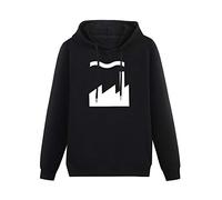 BAITING Sweatshirt Mens Hoodie Factory Records Hooded with Drawstring Pockets Size L Black