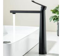 BAITUJIE Tall Black Basin Tap, Matte Black High Rise Bathroom Taps Tall Basin Sink Mixer Tap Single Handle Square Monobloc Taps