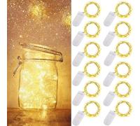 baitustore 12 Pack Fairy Lights Battery Operated, 2m 20 LED Copper Wire Bottle Light, Firefly String Decorative Lighting for Home Table Party Wedding Indoor Jar Garden Christmas Decor,Warm White