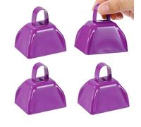 Baitustore 4pcs Cow Bells for Football Games, 3inch Cowbells for Sporting Events Bulk Loud Noise Makers Metal Cow Bell with Handle for Cheering Competition Marathon Wedding, Black