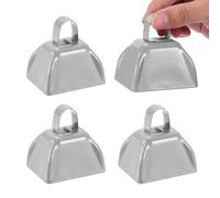 Baitustore 4pcs Cow Bells for Football Games, 3inch Cowbells for Sporting Events Bulk Loud Noise Makers Metal Cow Bell with Handle for Cheering Competition Marathon Wedding, Black