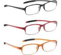 baitustore SpareSpecs Reading Glasses (value 3 pack) - lightweight, impact & scratch resistant, flexible, anti-slip, unisex (mens womens) 1.0, 1.5, 2.0, 2.5, 3.0, 3.5, 4.0