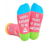 BAIWANLHC 11 Year Old Funny Socks, Personalised Socks Birthday Gifts for 11 Year Olds Girls Boys, Birthday Gifts for Daughter Gandduaghter, Sock for 11 Years Young Energetic Teenage (Pink)