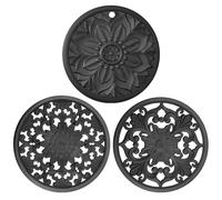BAIWANT Silicone Trivet Mat Set of 3 Heat Resistant Black Pot Holders for Non-Slip Hot Pans Thick Creative Shapes for Dining Table Kitchen Countertops Tablecloth Protection (Black)