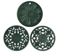 BAIWANT Silicone Trivet Mat Set of 3 Heat Resistant Pot Holders for Non-Slip Hot Pans Thick Creative Shapes for Dining Table Kitchen Countertops Tablecloth Protection (Malachite Green)