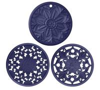 BAIWANT Silicone Trivet Mat Set of 3 Heat Resistant Pot Holders for Non-Slip Hot Pans Thick Creative Shapes for Dining Table Kitchen Countertops Tablecloth Protection (Klein Blue)