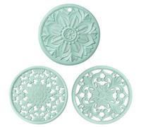 BAIWANT Silicone Trivet Mat Set of 3 Heat Resistant Pot Holders for Non-Slip Hot Pans Thick Creative Shapes for Dining Table Kitchen Countertops Tablecloth Protection (Turquoise)