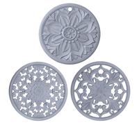 BAIWANT Silicone Trivet Mat Set of 3 Heat Resistant Pot Holders for Non-Slip Hot Pans Thick Creative Shapes for Dining Table Kitchen Countertops Tablecloth Protection (Chambray Blue)