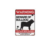 BAIWIFE Beware of Bulldog Signs 8"x12", Vintage Metal Warning Signs About Bulldog Activity Areas for Outdoor Fences Yards Forest Scenic Area