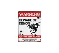 BAIWIFE Beware of Demon Signs 12"x16" Vintage Metal Warning Signs About Demon Activity Areas for Outdoor Fences Yards Garden