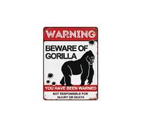 BAIWIFE Beware of Gorilla Signs 12"x16" Vintage Metal Warning Signs About Gorilla Activity Areas for Outdoor Fences Yards Garden
