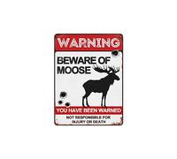 BAIWIFE Beware of Moose Signs 12"x16" Vintage Metal Warning Signs About Moose Activity Areas for Outdoor Fences Yards Garden