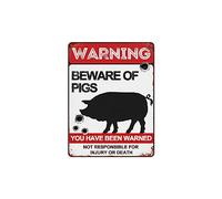 BAIWIFE Beware of Pig Signs 8"x12" Vintage Metal Warning Signs About Pig Activity Areas for Outdoor Fences Yards Garden