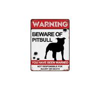 BAIWIFE Beware of Pitbull Signs 8"x12" Vintage Metal Warning Signs About Pitbull Activity Areas for Outdoor Fences Yards Garden