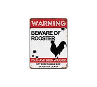 BAIWIFE Beware of Rooster Signs 12"x16", Vintage Metal Warning Signs About Rooster Activity Areas for Outdoor Fences Yards Forest Scenic Area