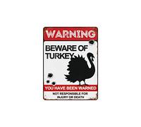 BAIWIFE Beware of Turkey Signs 12"x16", Vintage Metal Warning Signs About Turkey Activity Areas for Outdoor Fences Yards Forest Scenic Area