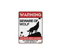 BAIWIFE Beware of Wolf Signs 8"x12" Vintage Metal Warning Signs About Wolf Activity Areas for Outdoor Fences Yards Forest Scenic Area