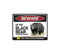 BAIWIFE Black Bear Warning Sign 12x16inch, Beware of Black Bear Metal Signs for Home Outdoor Yard Fence Office Club Bar Wall Art Decor